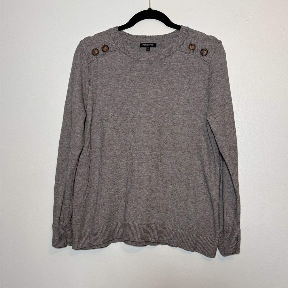 Pink Clover Gray Button Shoulder Knit Sweater XXL